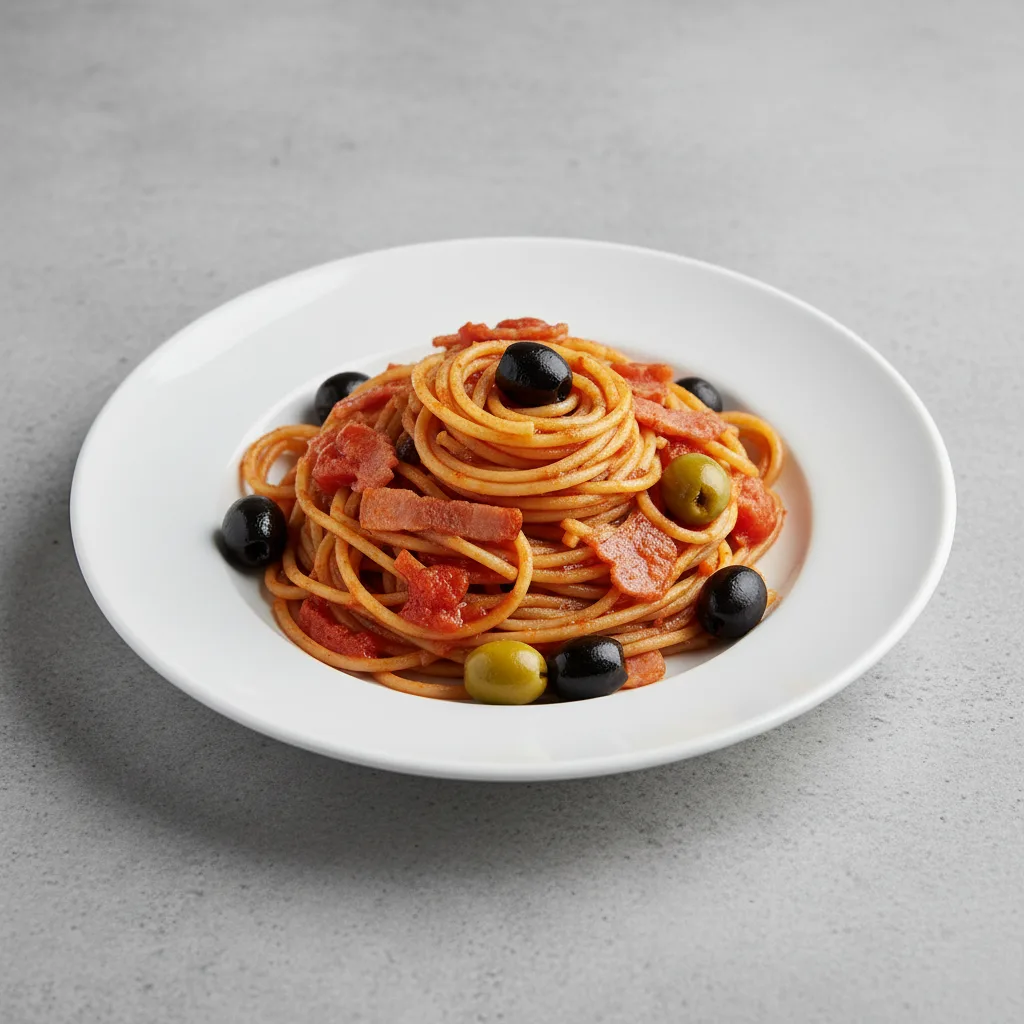 Spaghetti With Amatriciana and Olives Spaghetti With Amatriciana and Olives