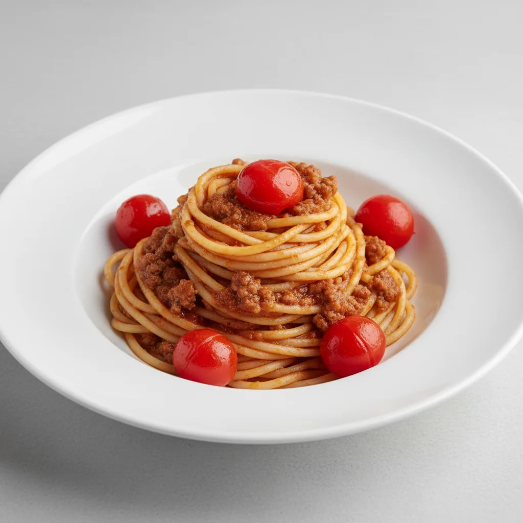 Spaghetti With Bolognese and Cherry Tomatoes Spaghetti With Bolognese and Cherry Tomatoes
