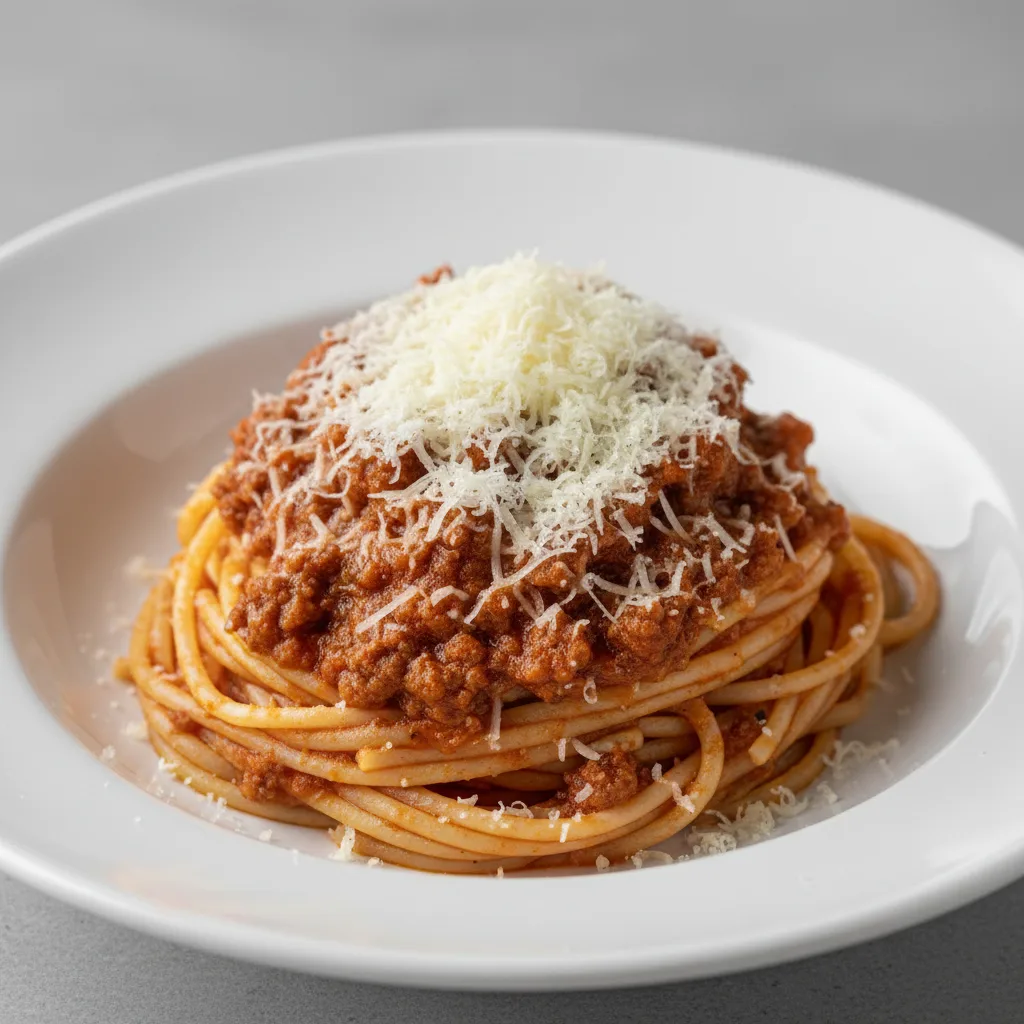 Spaghetti With Bolognese and Parmesan Spaghetti With Bolognese and Parmesan