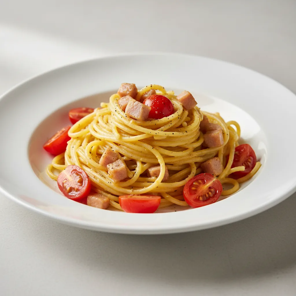 Spaghetti With Carbonara and Cherry Tomatoes Spaghetti With Carbonara and Cherry Tomatoes
