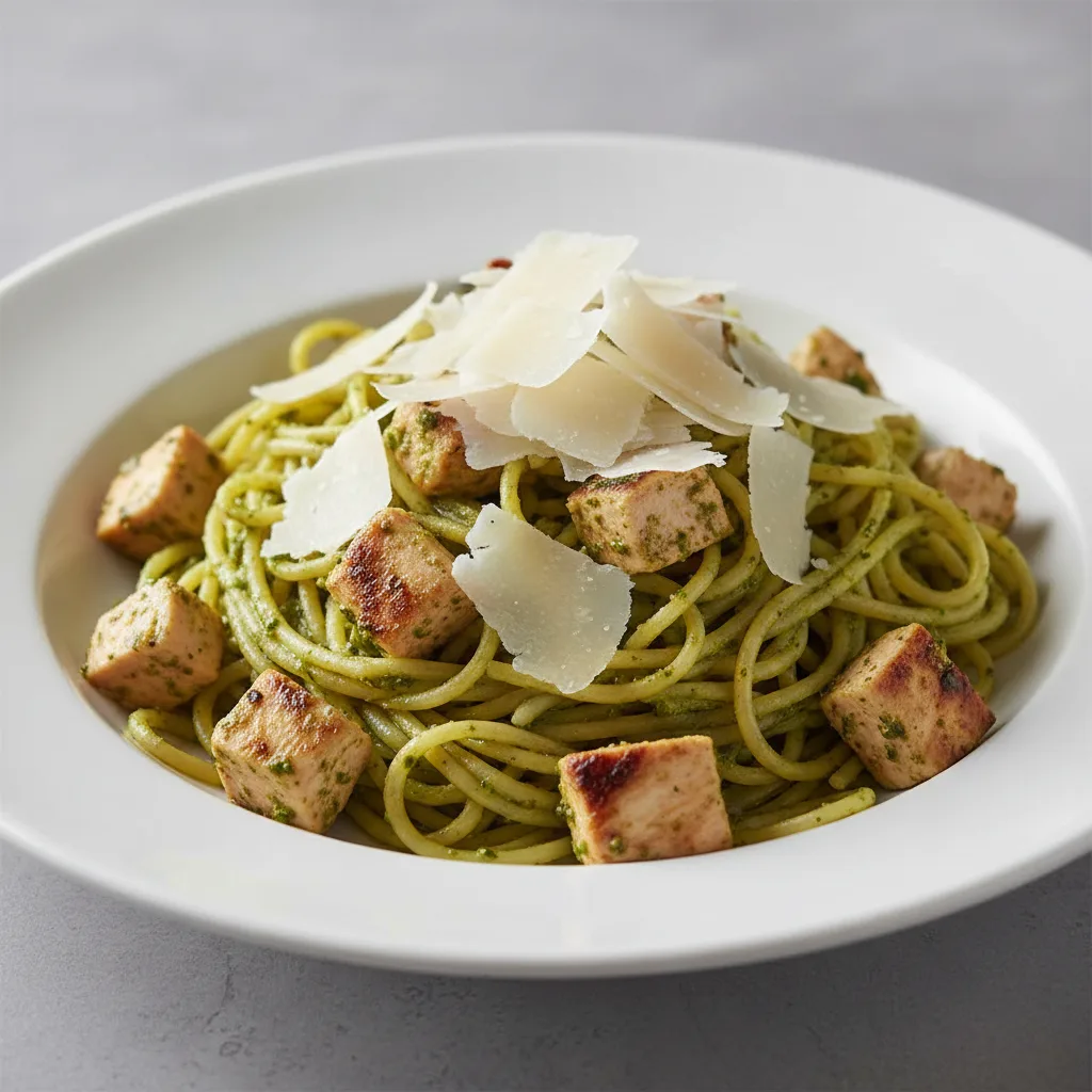 Spaghetti With Chicken Pesto and Parmesan Spaghetti With Chicken Pesto and Parmesan