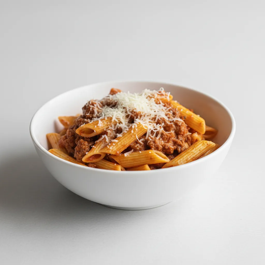 Gluten Free Penne With Bolognese and Parmesan Gluten Free Penne With Bolognese and Parmesan