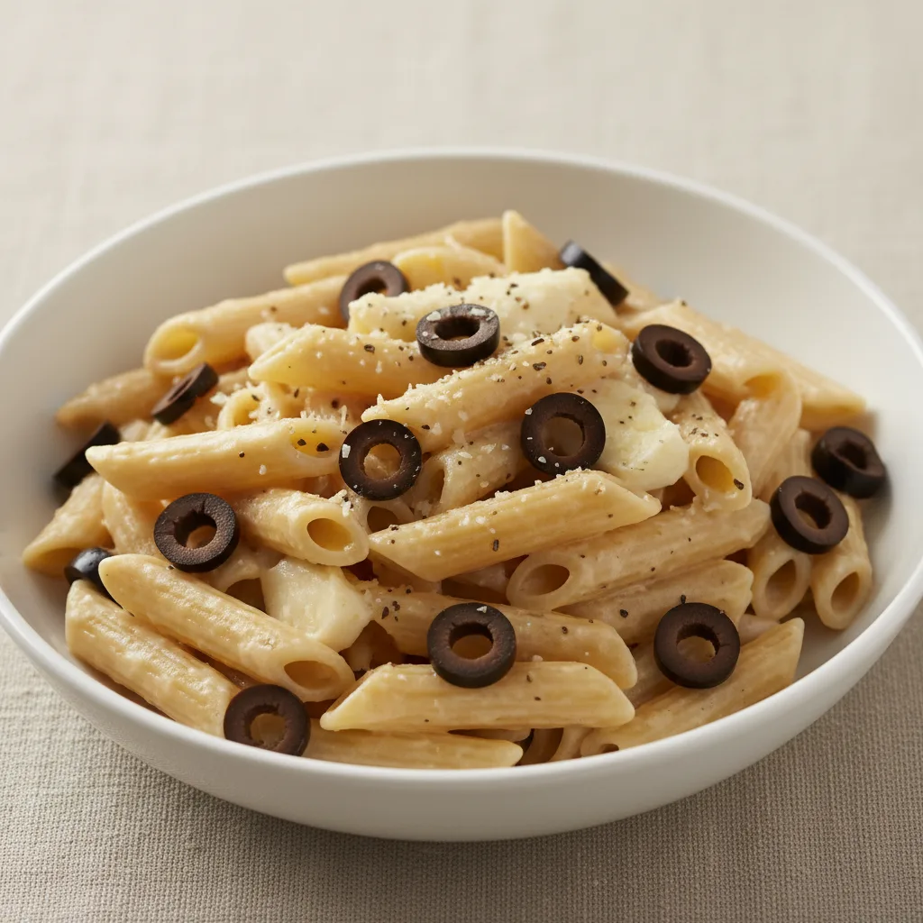 Gluten Free Penne With Quattro Formaggi and Olives Gluten Free Penne With Quattro Formaggi and Olives