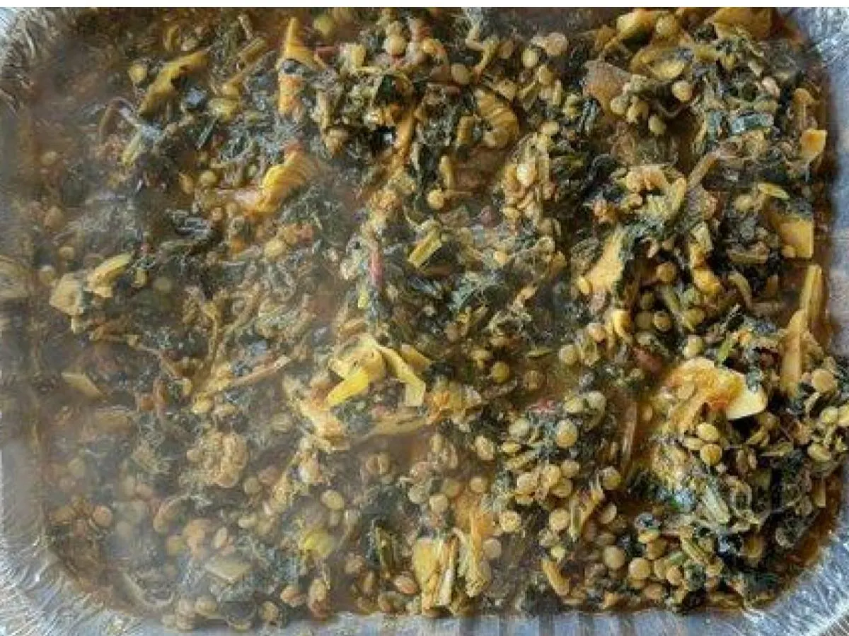 Vegetarian Dinner — Lentils With Preserved Lemons and Green Olives (full Pan)