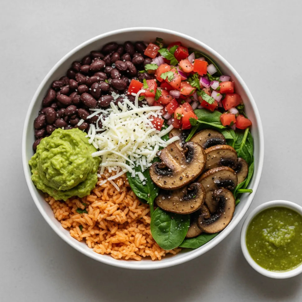 Mushroom and Spinach Burrito Bowl