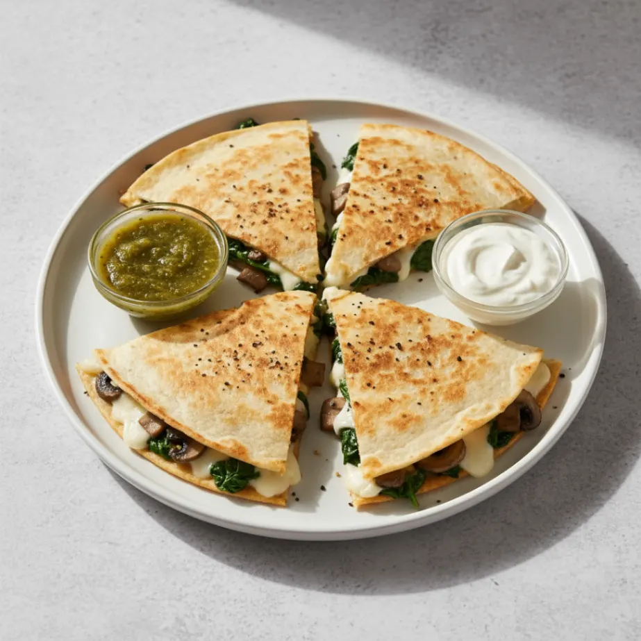 Mushroom and Spinach Quesadilla