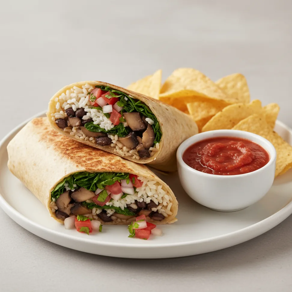 Mushroom and Spinach Burrito Meal