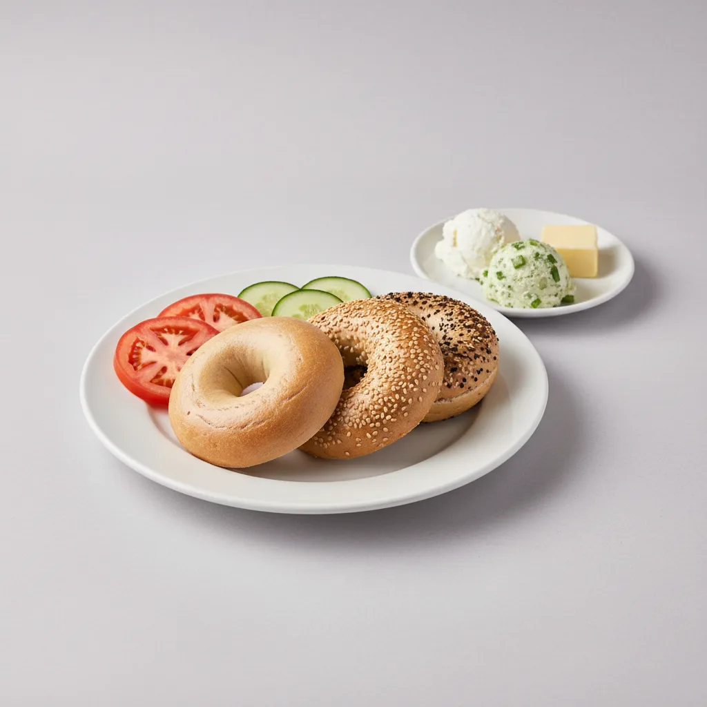Bagels and Schmears - Assorted Bagels With Plain and Scallion Cream Cheese
