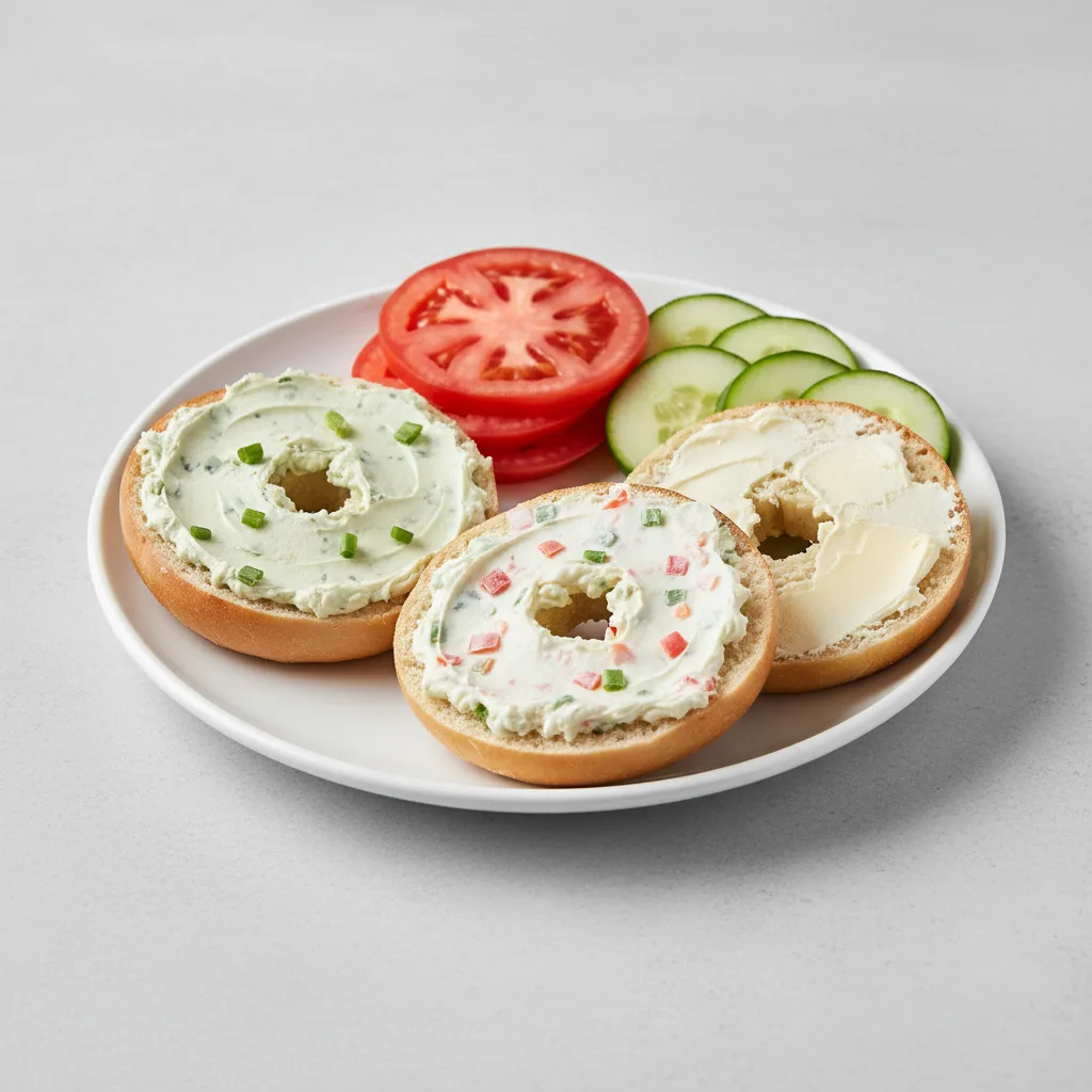 Bagels and Schmears - Bialy Bagels with Scallion and Vegetable Cream Cheese
