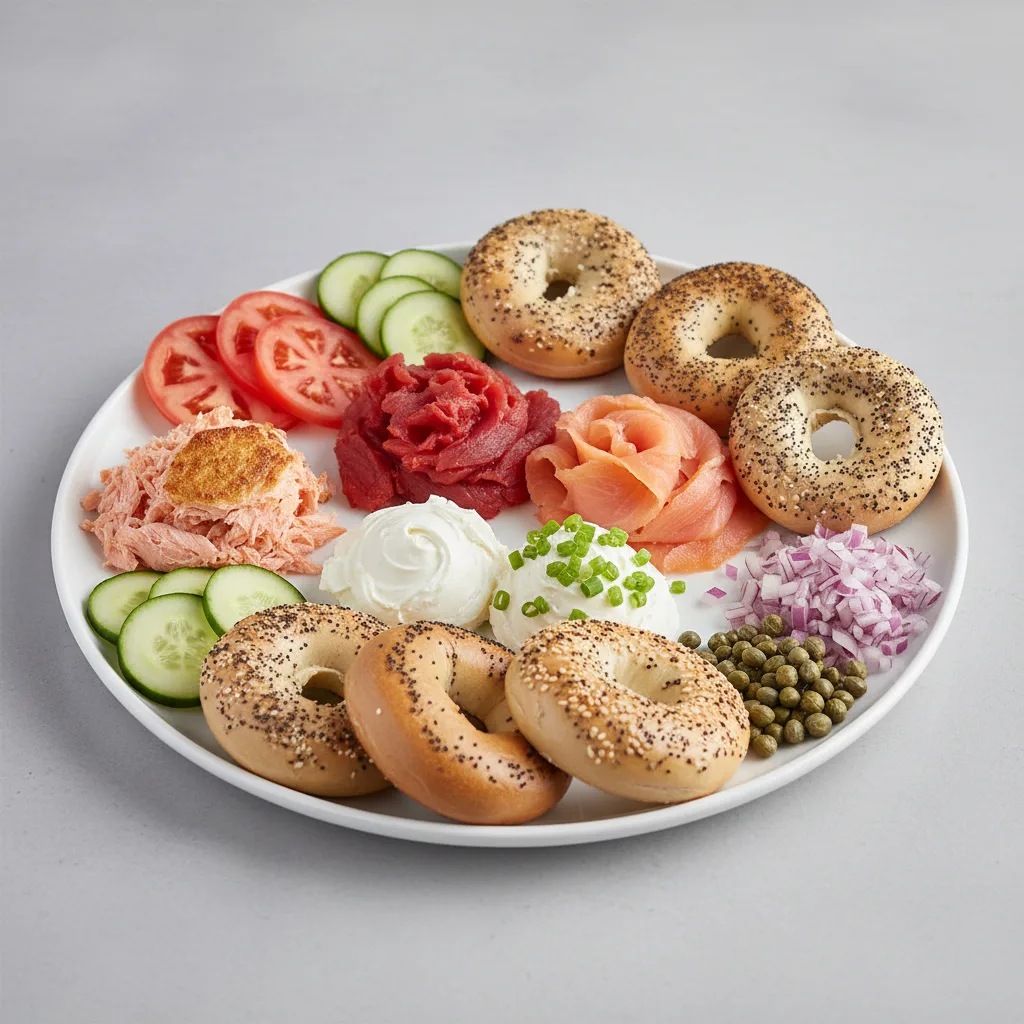 Smoked Salmon Bagel Platter - Kippered Salmon, Wild Sockeye, Nova Scotia Salmon