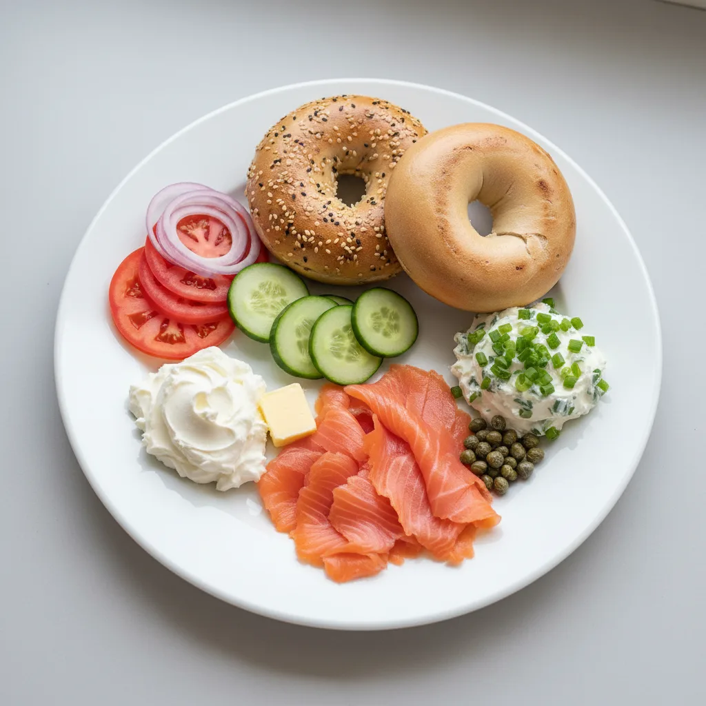 Nova Scotia Salmon Bagel Platter With Plain and Scallion Cream Cheese
