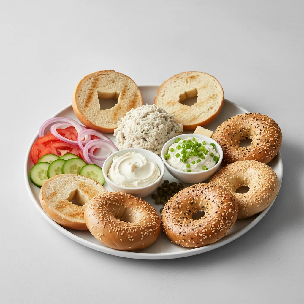 Whitefish Breakfast Bagel Platter With Plain and Scallion Cream Cheese