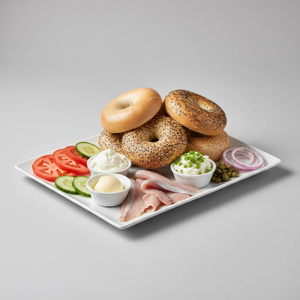 Sable Breakfast Bagel Platter With Plain and Scallion Cream Cheese