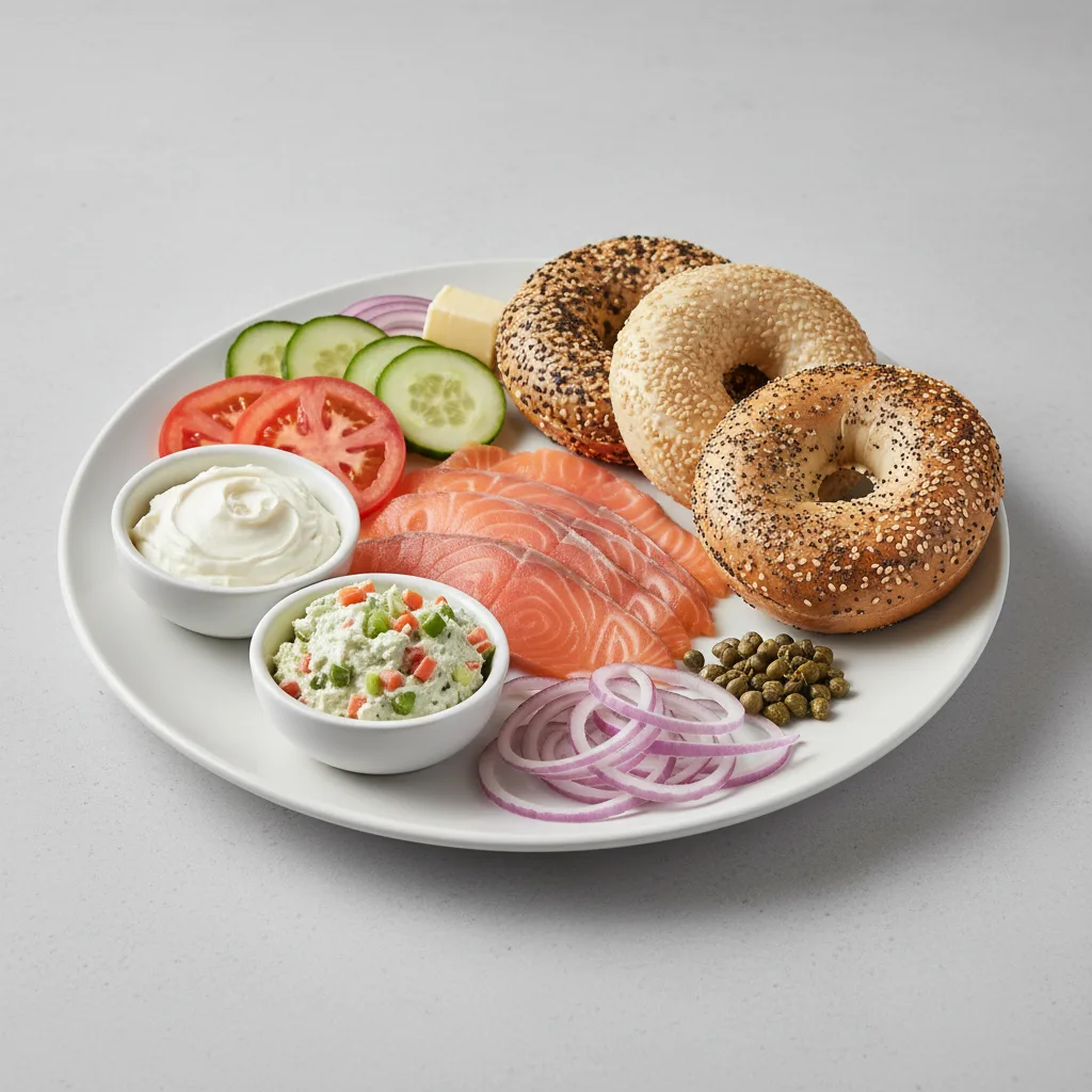 Nova Scotia Salmon Bagel Platter - Plain and Vegetable Cream Cheese