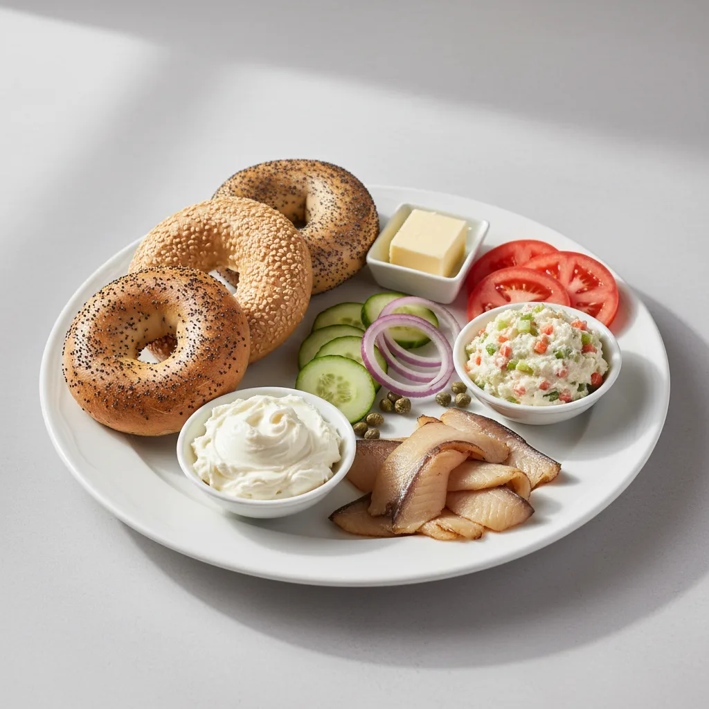 Sable Traditional Breakfast - Bagels With Plain and Vegetable Cream Cheese