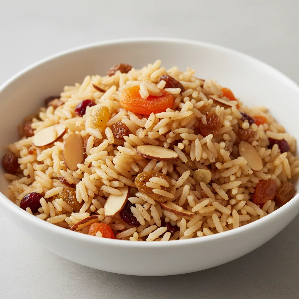 Meal Salad — Basmati Rice Salad, Almonds and Dried Fruit (small) Meal Salad — Basmati Rice Salad, Almonds and Dried Fruit (small)