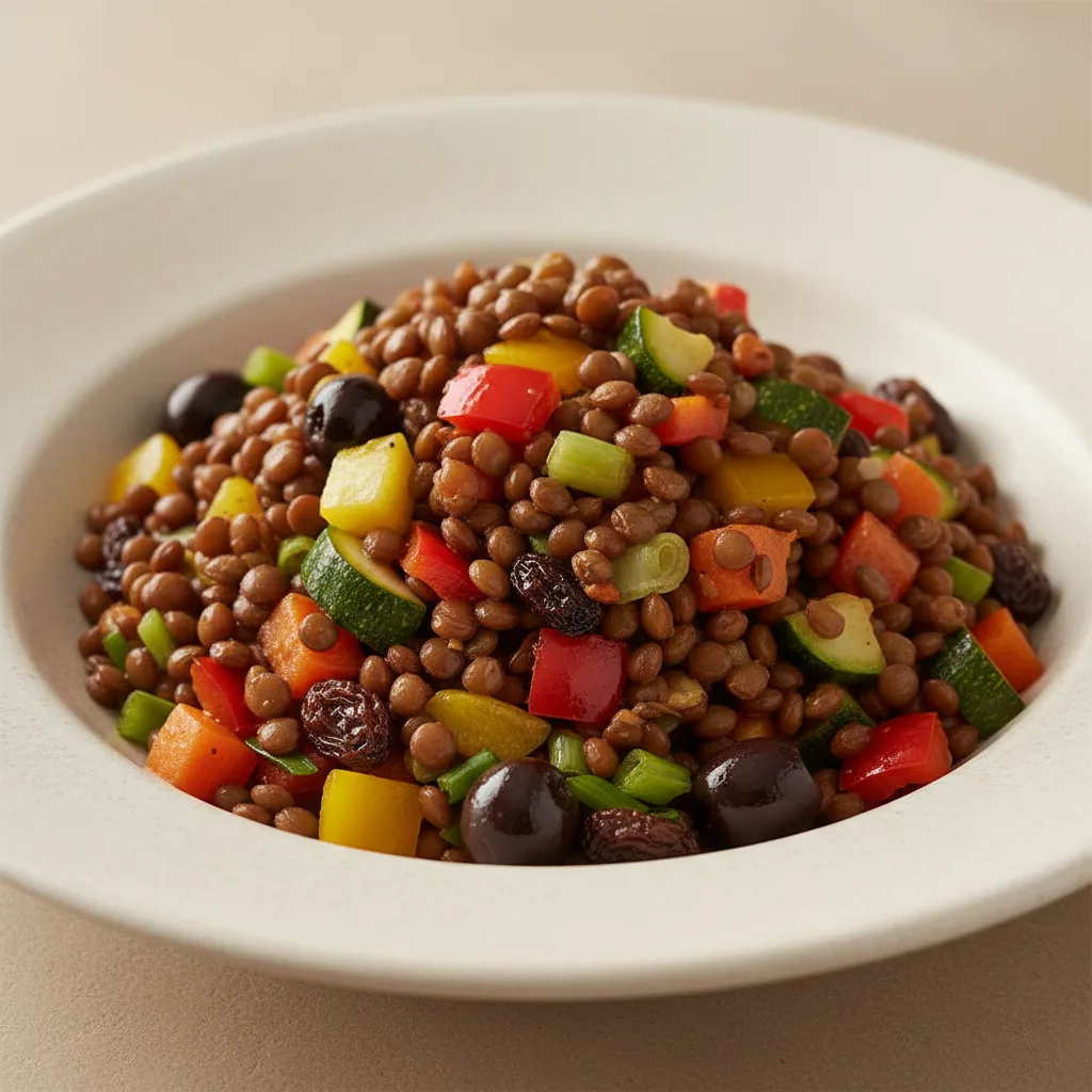 Meal Salad — Lentil Salad With Veggies, Olives and Raisins (small) Meal Salad — Lentil Salad With Veggies, Olives and Raisins (small)