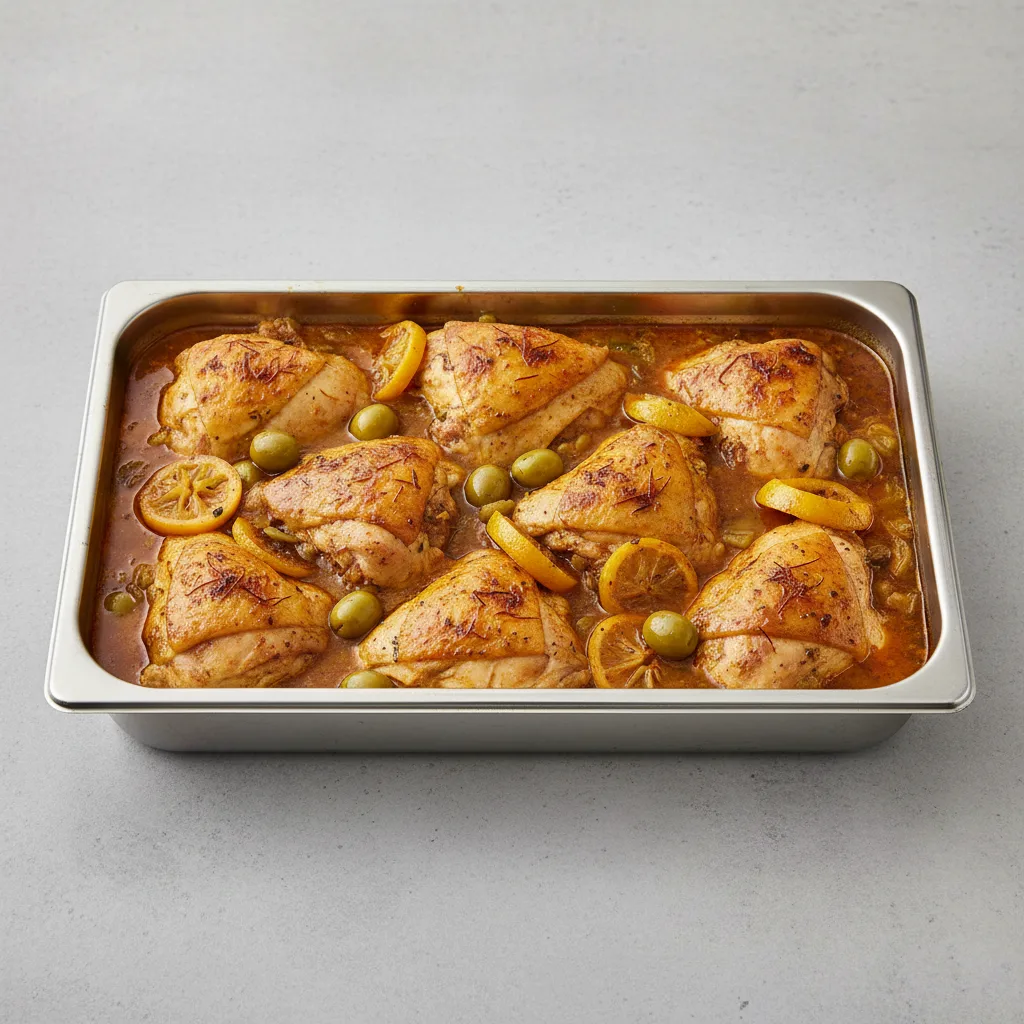 Tagine — Chicken With Preserved Lemons and Green Olives (full Pan) Tagine — Chicken With Preserved Lemons and Green Olives (full Pan)