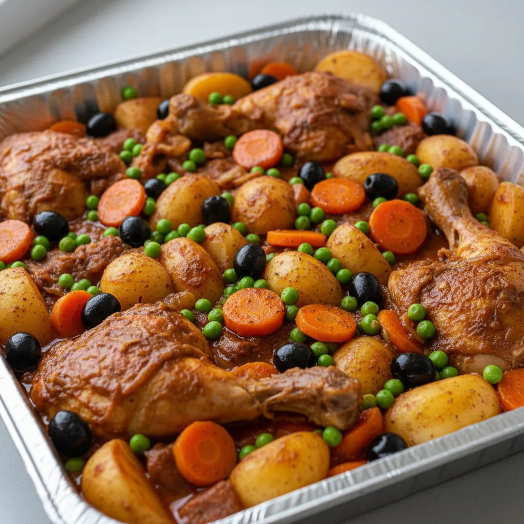 Tagine — Chicken With Black Olives, Peas, Carrots, Potatoes (half Pan) Tagine — Chicken With Black Olives, Peas, Carrots, Potatoes (half Pan)