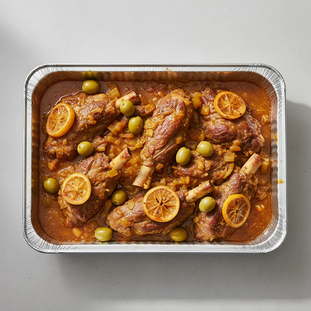 Tagine — Lamb With Preserved Lemons and Green Olives (half Pan) Tagine — Lamb With Preserved Lemons and Green Olives (half Pan)