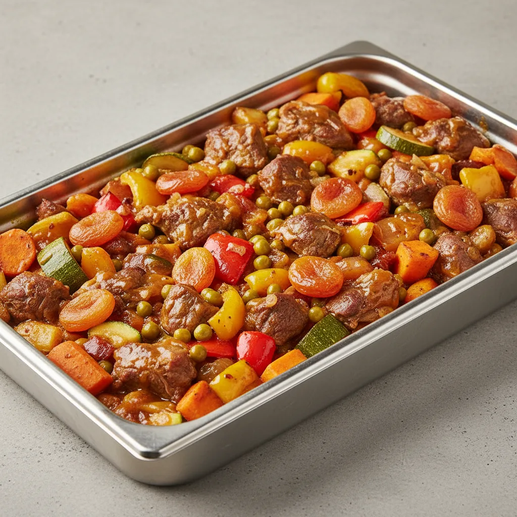 Tagine — Lamb With Mixed Veggies and Apricot Sauce (full Pan) Tagine — Lamb With Mixed Veggies and Apricot Sauce (full Pan)