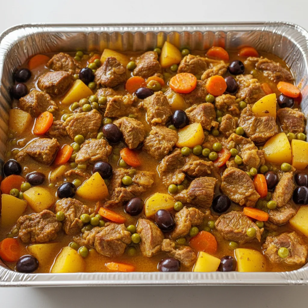 Tagine — Lamb With Black Olives, Peas, Carrots, Potatoes (half Pan) Tagine — Lamb With Black Olives, Peas, Carrots, Potatoes (half Pan)