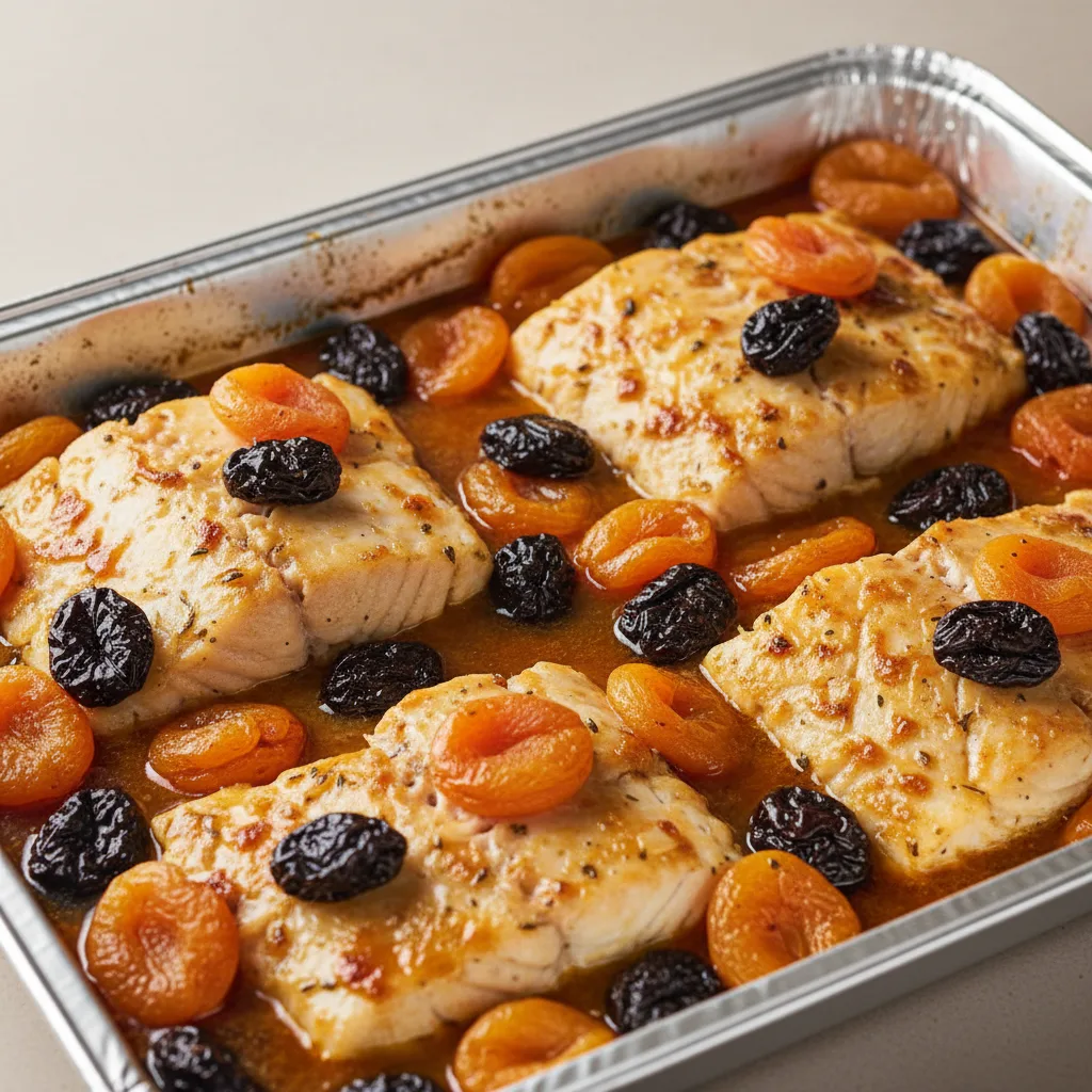 Tagine — White Fish With Honey, Prunes, Apricots (half Pan) Tagine — White Fish With Honey, Prunes, Apricots (half Pan)