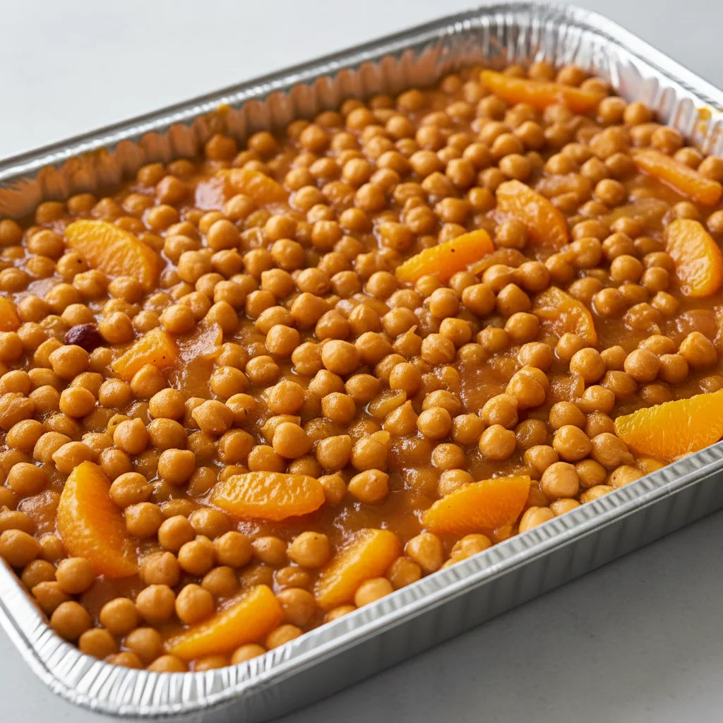 Vegetarian Dinner — Chickpeas With Fresh Oranges in Apricot Sauce (full Pan) Vegetarian Dinner — Chickpeas With Fresh Oranges in Apricot Sauce (full Pan)