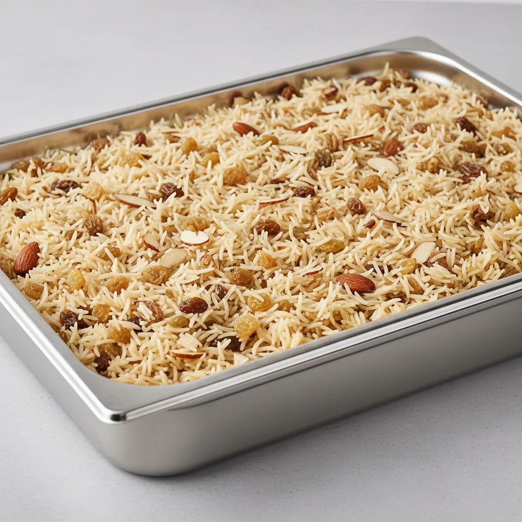 Dressed Basmati Rice With Raisins and Almonds (large) Dressed Basmati Rice With Raisins and Almonds (large)