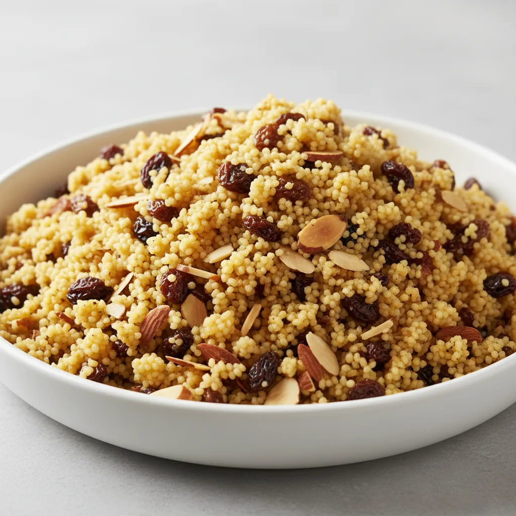Dressed Couscous With Raisins and Almonds (large) Dressed Couscous With Raisins and Almonds (large)