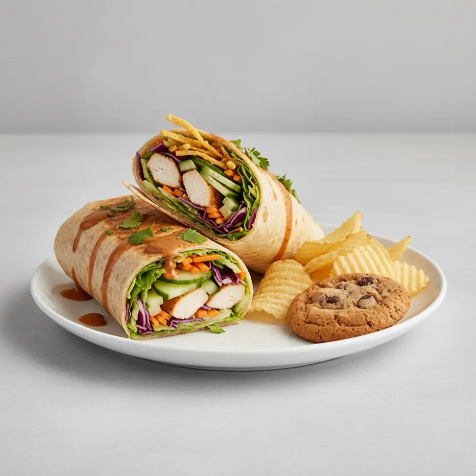 Thai Chicken Crunch Wrap with Chips and Cookie
