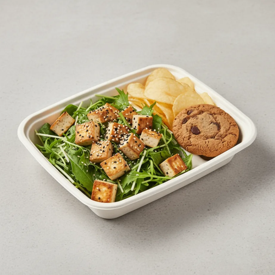 Tokyo Supergreens with Organic Sesame Tofu Salad with Chips and Cookie