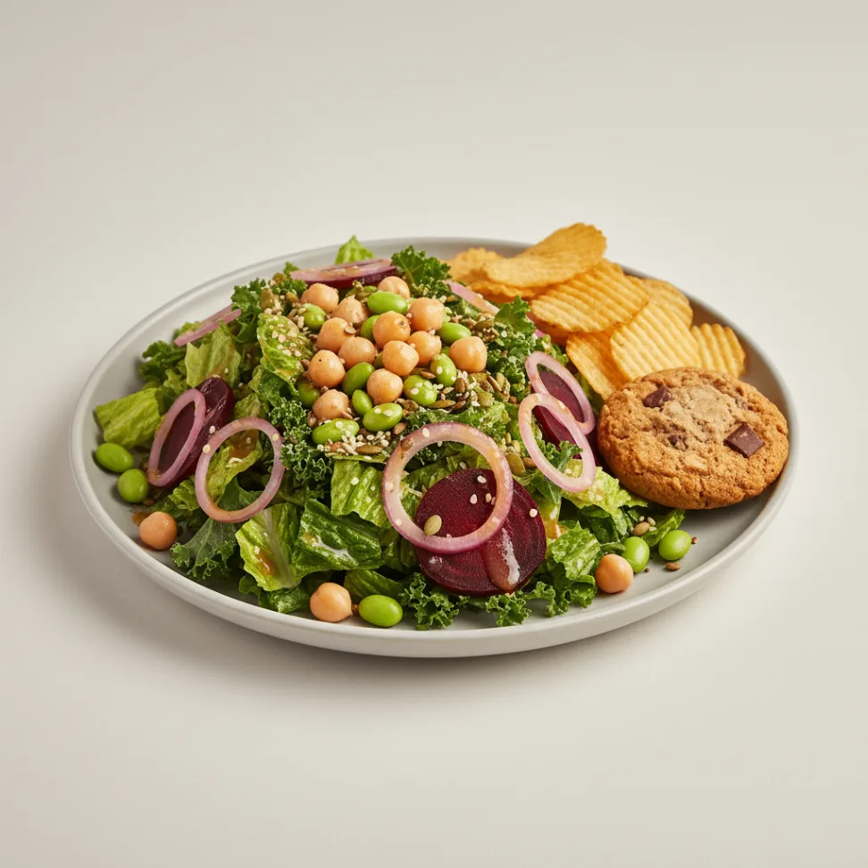 Plant Power Salad with Chips and Cookie
