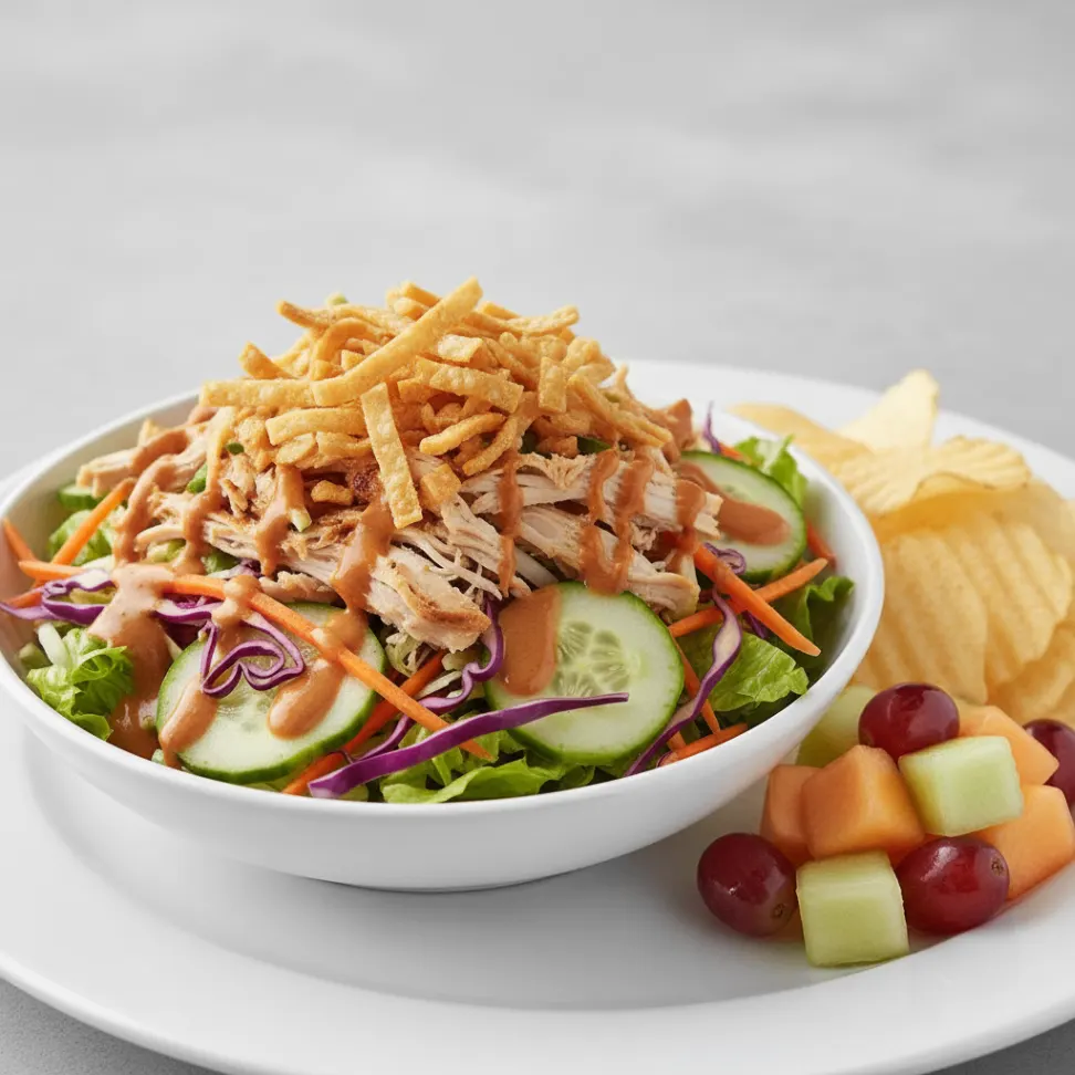 Thai Chicken Crunch Salad with Chips and Fruit