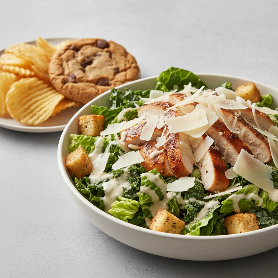Chicken Caesar Salad with Chips and Cookie