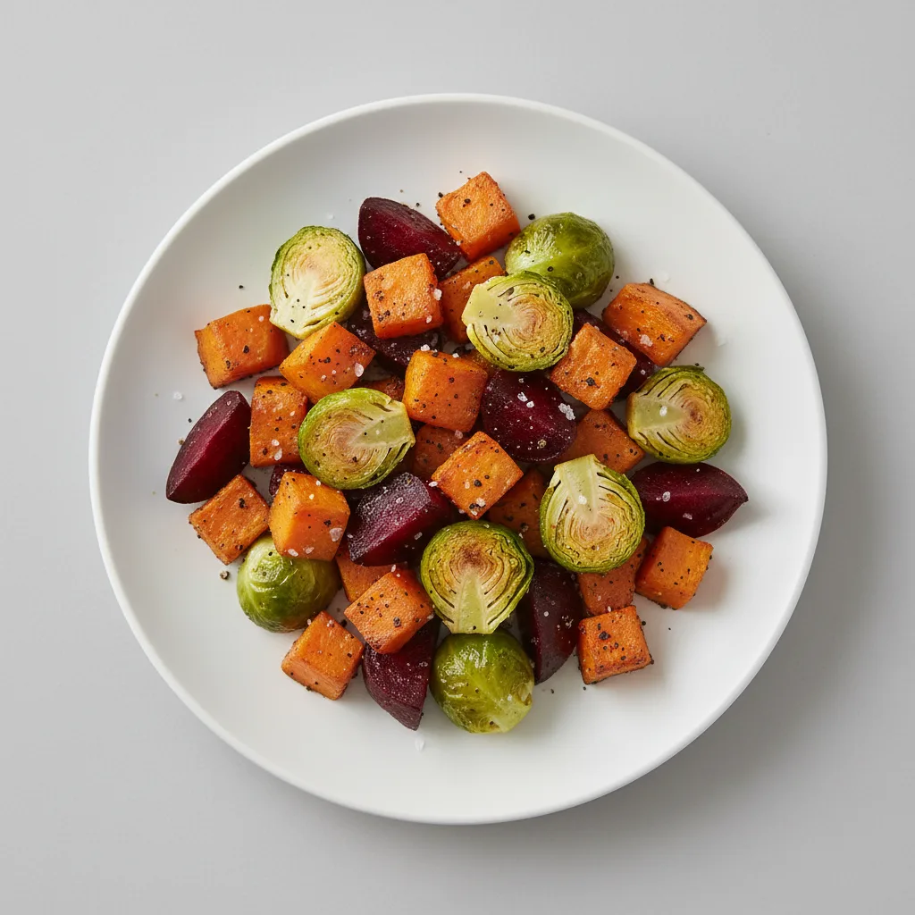 Root Vegetable Medley (brussel Sprouts, Sweet Potato, Beets) Root Vegetable Medley (brussel Sprouts, Sweet Potato, Beets)