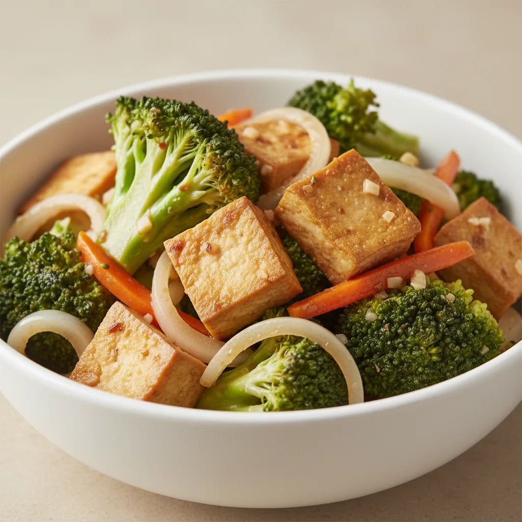 Vegan Garlic Broccoli with Tofu