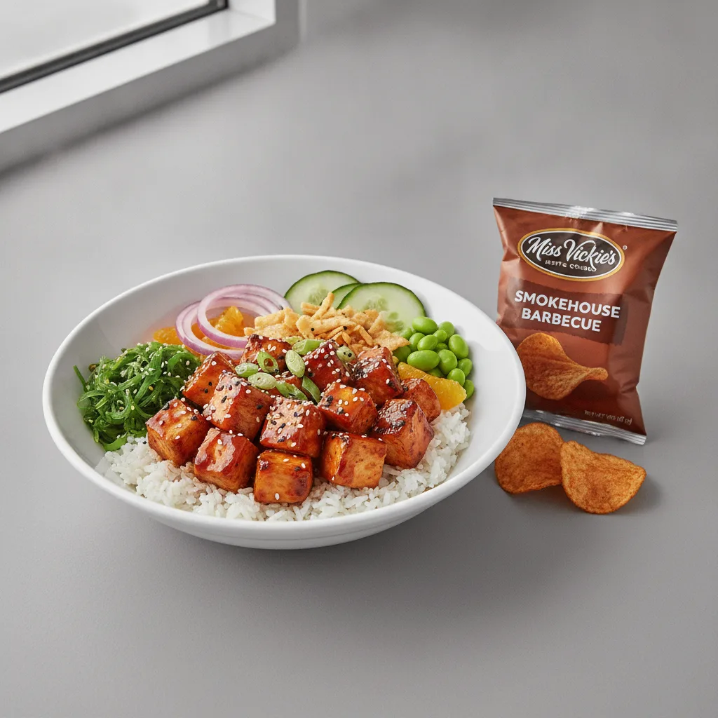 Sweet Sesame Chicken Bowl Combo (Regular) — White Rice / Miss Vickie's Smokehouse Barbecue Kettle Cooked Potato Chips Sweet Sesame Chicken Bowl Combo (Regular) — White Rice / Miss Vickie's Smokehouse Barbecue Kettle Cooked Potato Chips