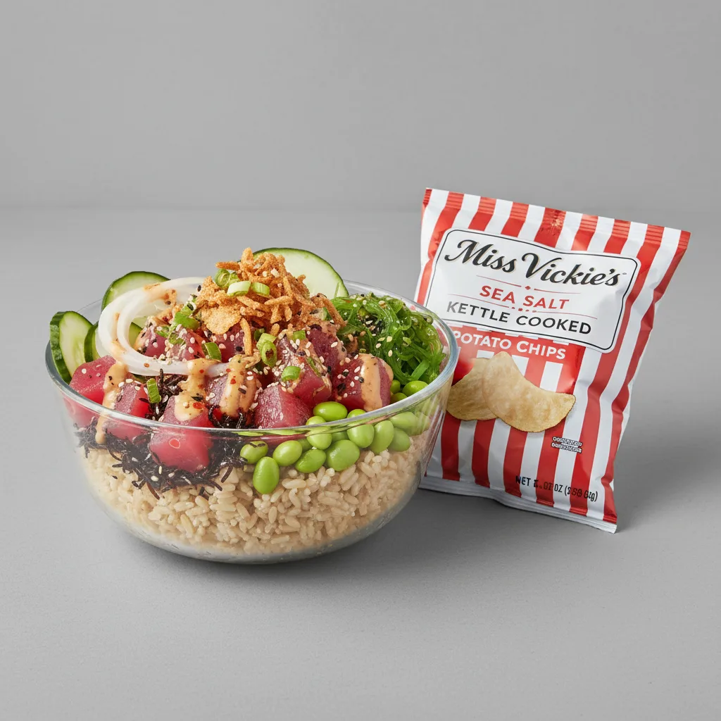 Hawaiian Ahi Bowl Combo (Regular) — Brown Rice / Miss Vickie's Sea Salt Kettle Cooked Potato Chips Hawaiian Ahi Bowl Combo (Regular) — Brown Rice / Miss Vickie's Sea Salt Kettle Cooked Potato Chips