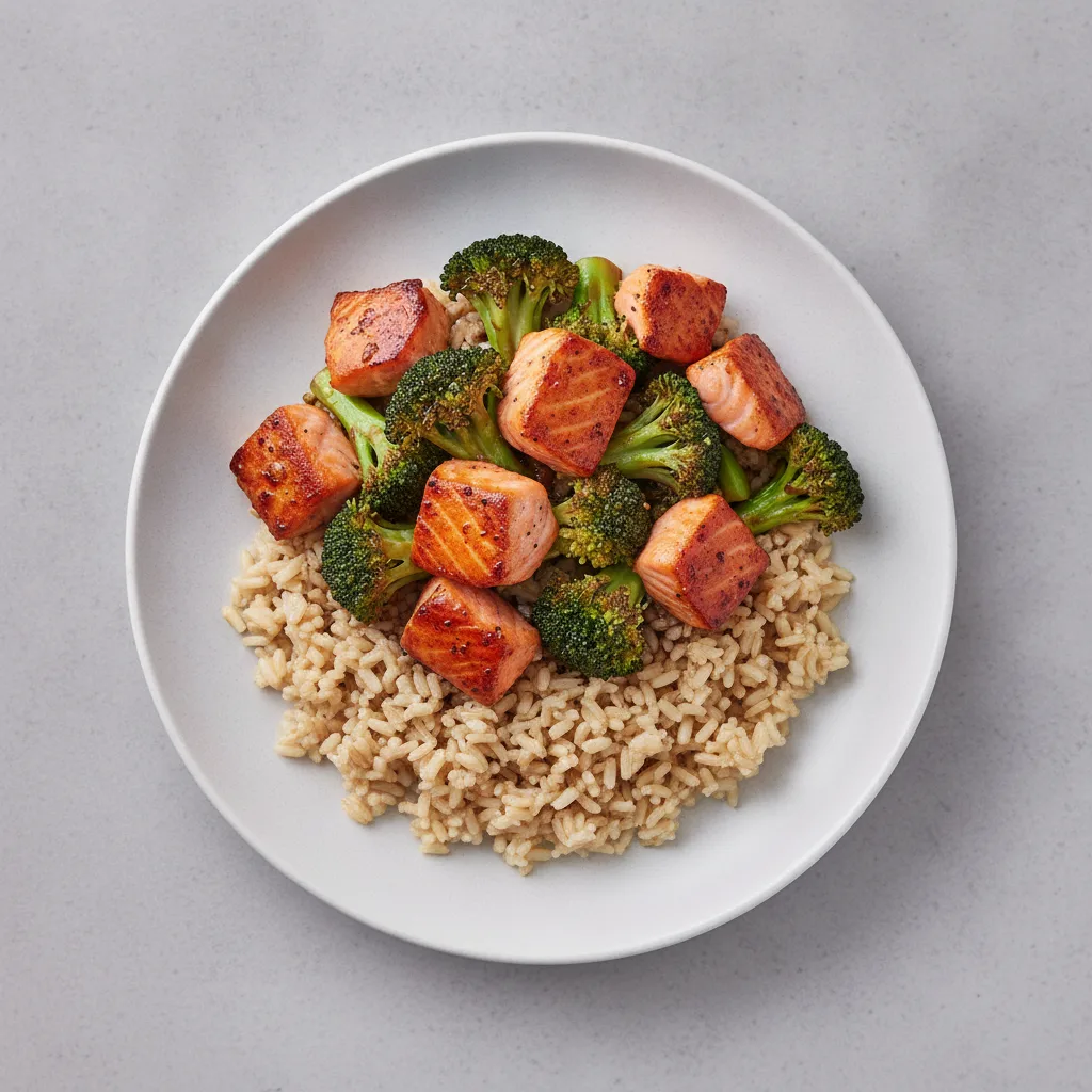 Hiddenfjord Salmon and Broccoli over Brown Rice