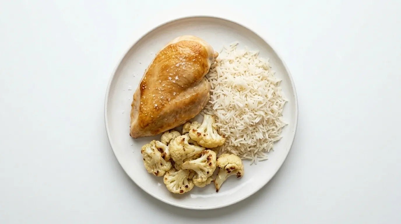 Allergen-Free Oven Baked Chicken with Basmati Rice and Gobi (No Potato)