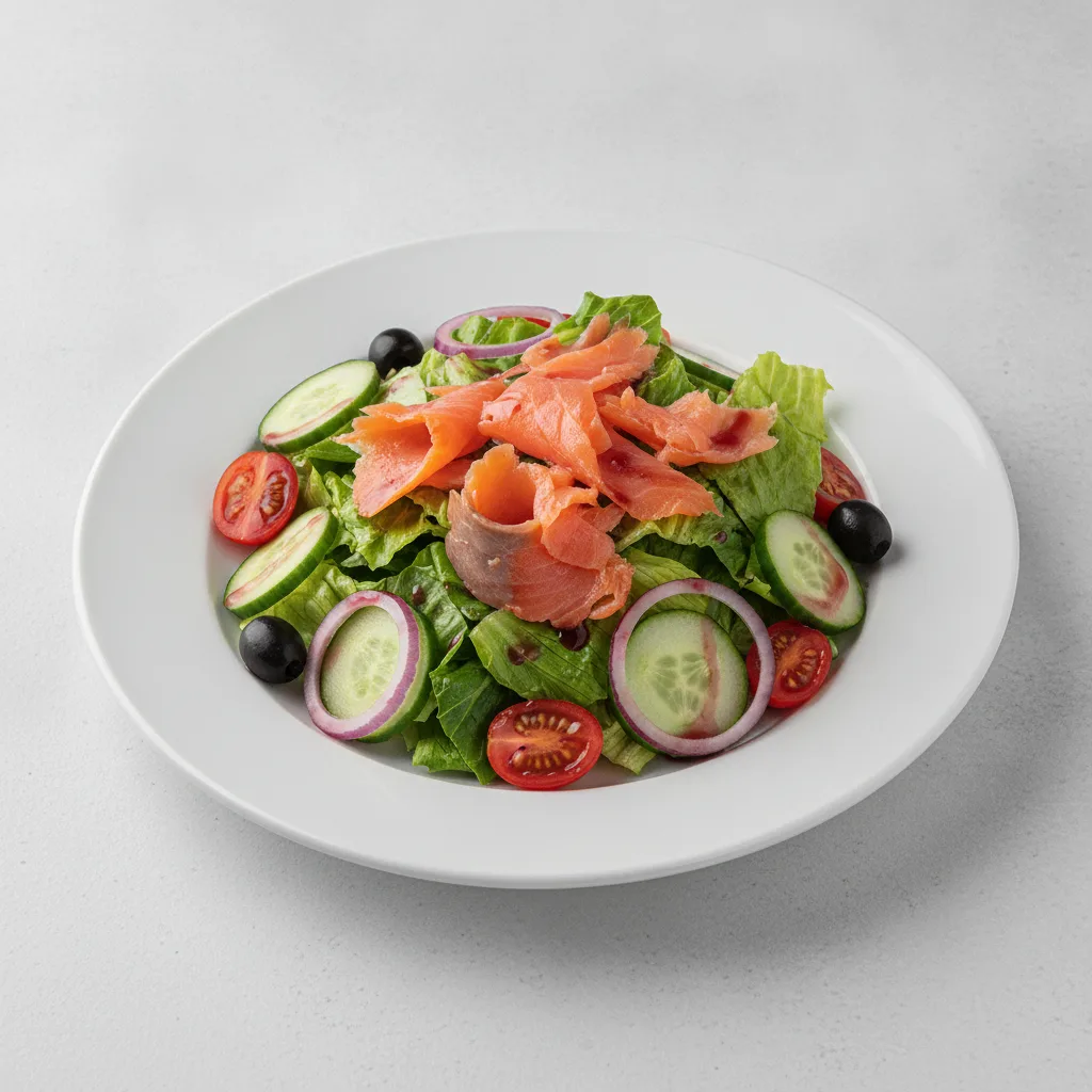 Garden Salad - Red Wine Vinaigrette With Smoked Salmon Garden Salad - Red Wine Vinaigrette With Smoked Salmon