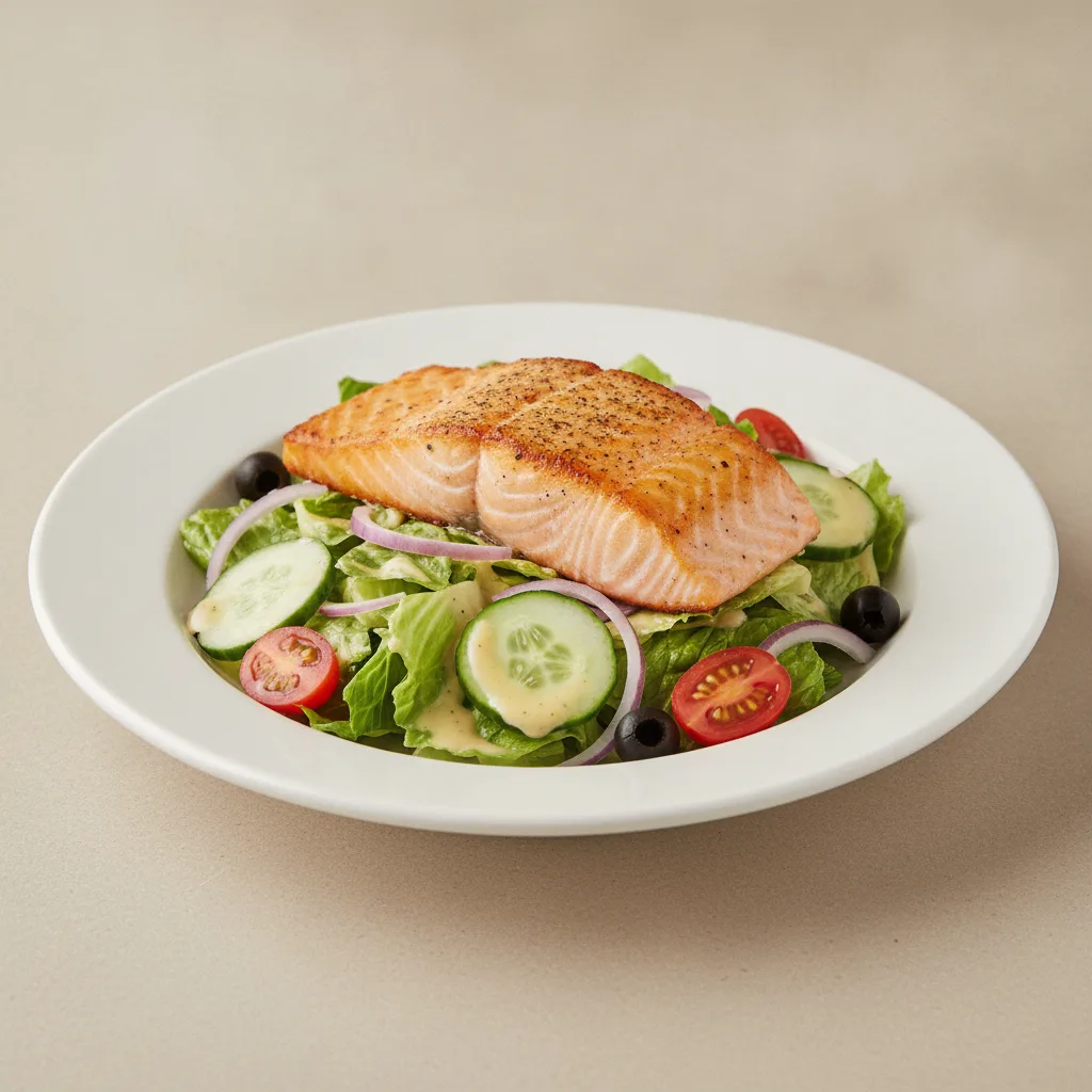 Garden Salad - Caesar With Baked Salmon Garden Salad - Caesar With Baked Salmon