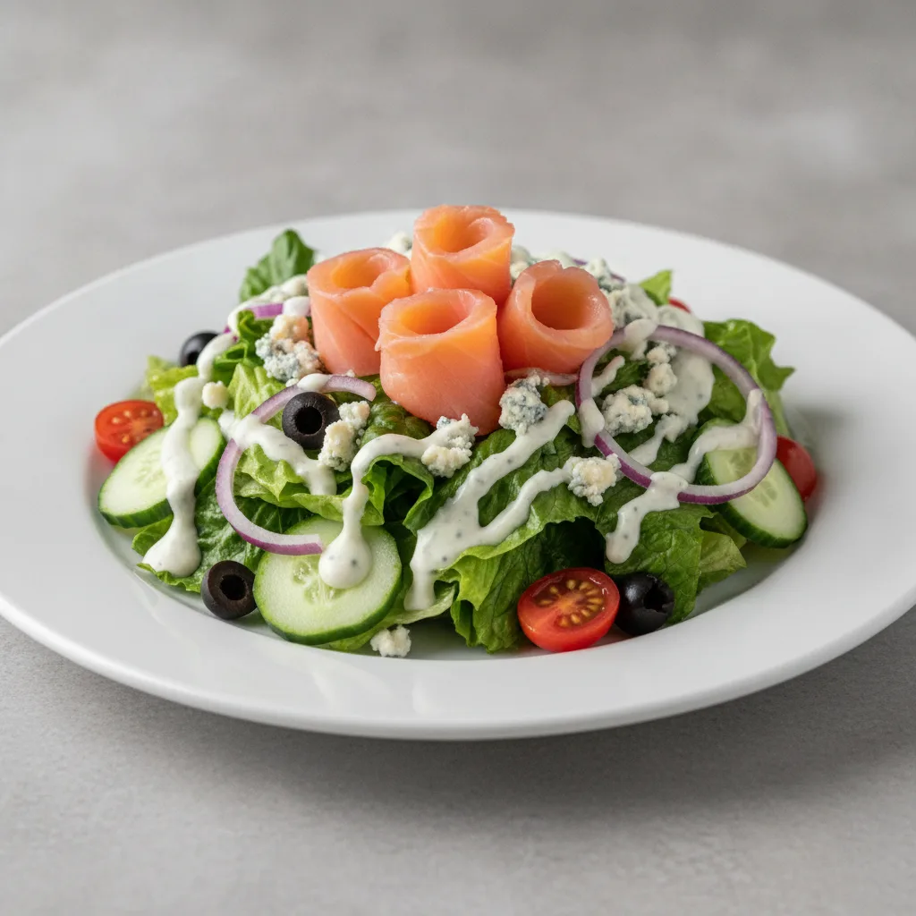Garden Salad - Blue Cheese With Smoked Salmon Garden Salad - Blue Cheese With Smoked Salmon