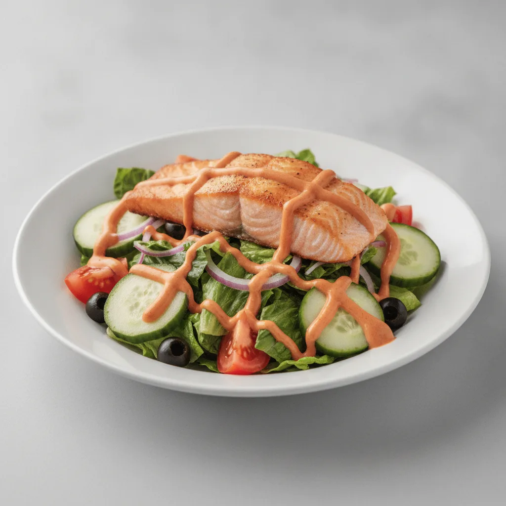 Garden Salad - Russian With Baked Salmon Garden Salad - Russian With Baked Salmon