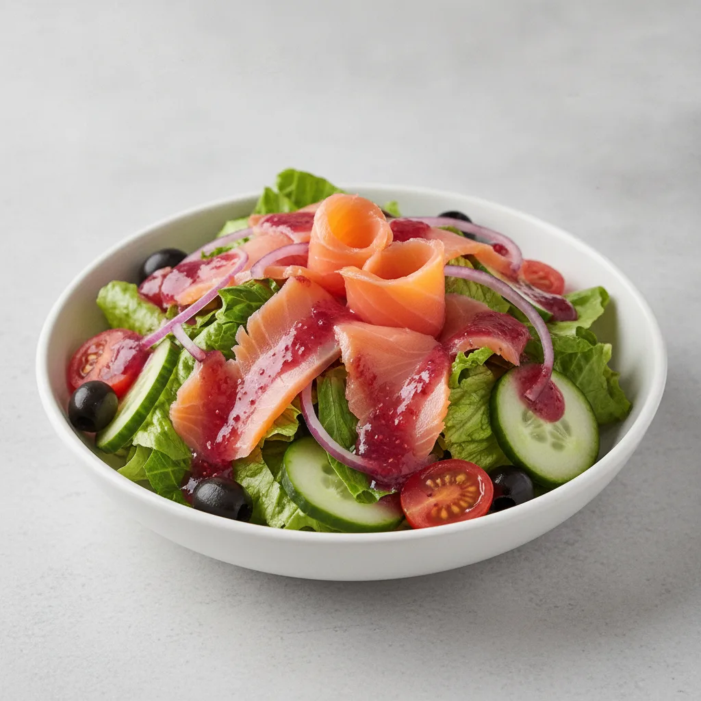 Garden Salad - Raspberry Vinaigrette With Smoked Salmon Garden Salad - Raspberry Vinaigrette With Smoked Salmon