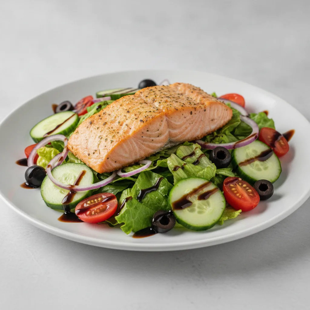 Garden Salad - Balsamic With Baked Salmon Garden Salad - Balsamic With Baked Salmon