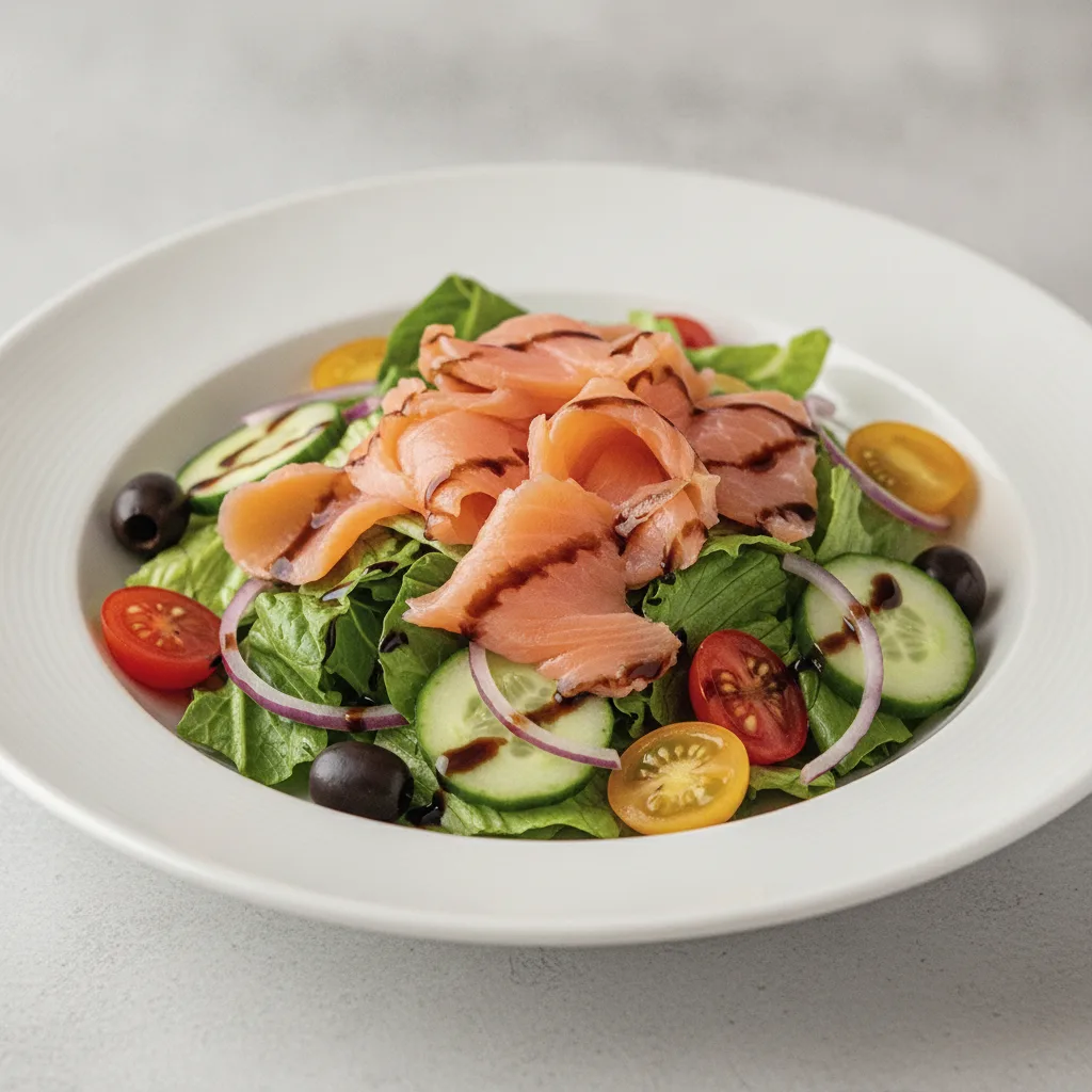 Garden Salad - Balsamic With Smoked Salmon Garden Salad - Balsamic With Smoked Salmon