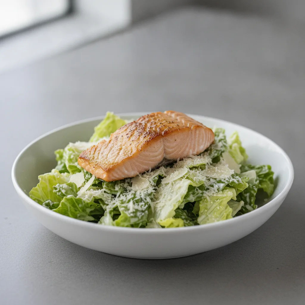 Caesar Salad With Baked Salmon Caesar Salad With Baked Salmon