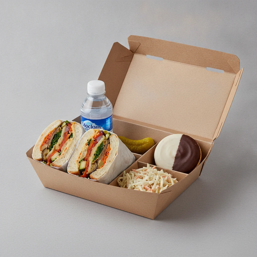 Sandwich Boxed Lunch — The Veggie Sandwich / Bottled Water Sandwich Boxed Lunch — The Veggie Sandwich / Bottled Water